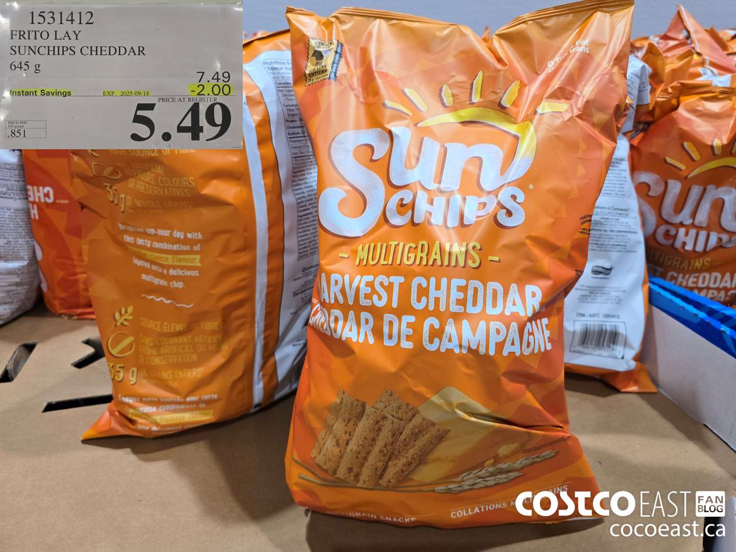 1531412 FRITO LAY SUNCHIPS CHEDDAR 645 g ($2.00 INSTANT SAVINGS EXPIRES ON 2025-09-14) $5.49