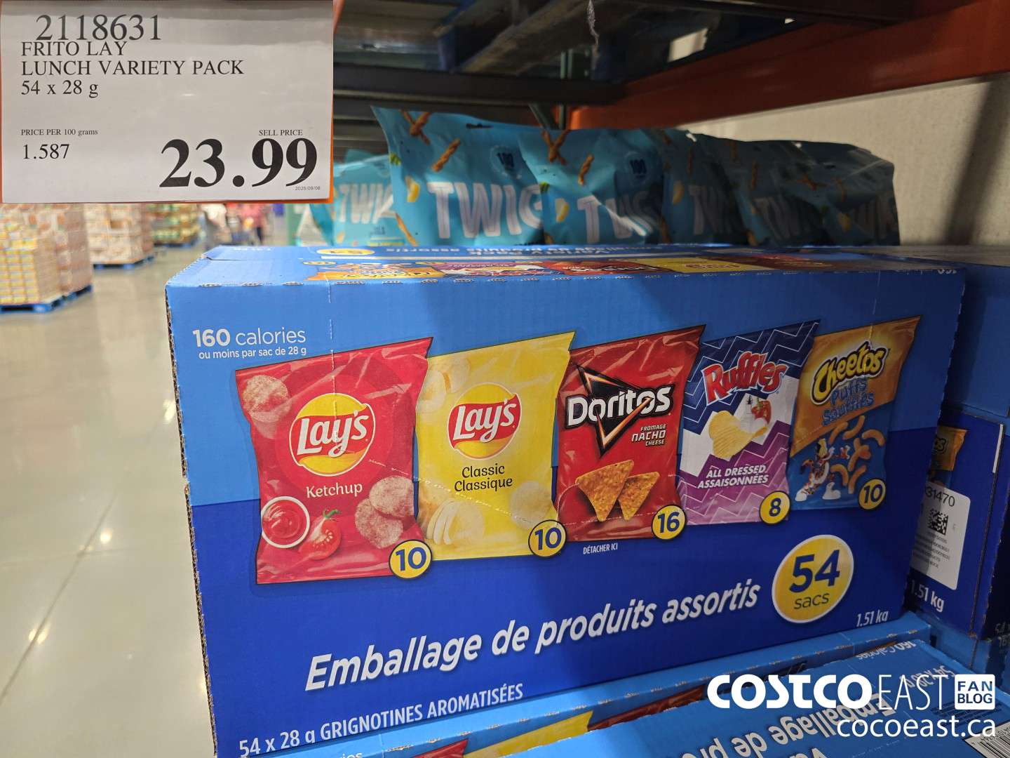 2118631 FRITO LAY VARIETY PACK 54 x 28 g $23.99