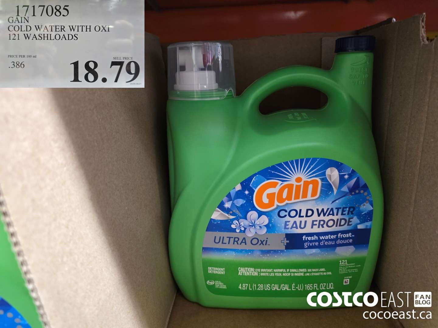 1717085 GAIN COLD WATER WITH OXI 121 wash loads $18.79