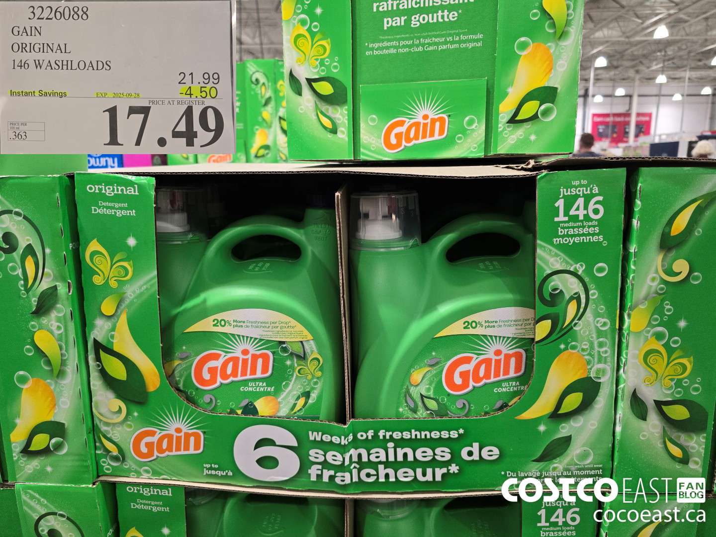 3226088 GAIN ORIGINAL 146 WASHLOADS ($4.50 INSTANT SAVINGS EXPIRES ON 2025-09-28) $17.49