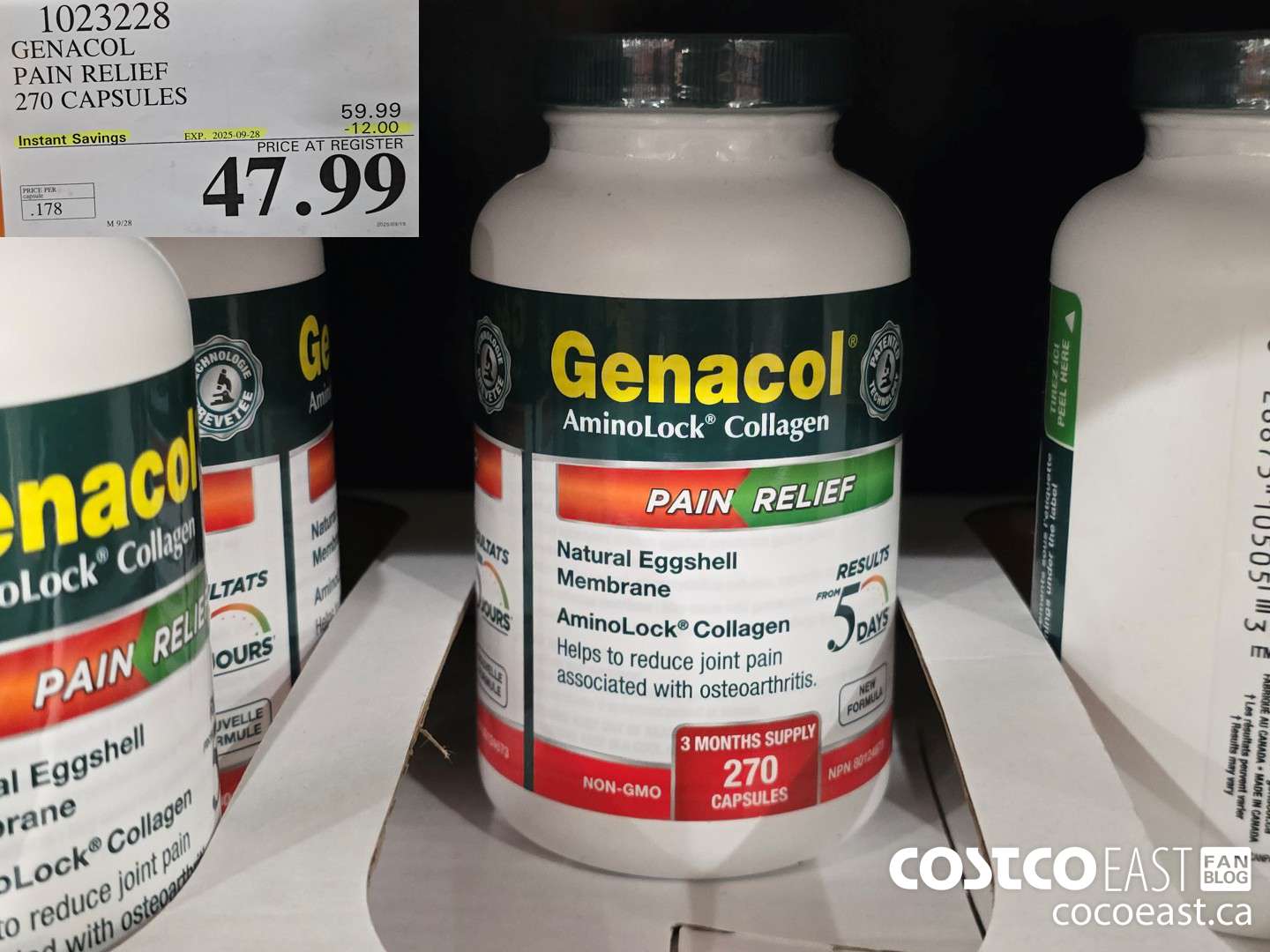 1023228 GENACOL PAIN RELIEF 270 CAPSULES ($12.00 INSTANT SAVINGS EXPIRES ON 2025-09-28) $47.99