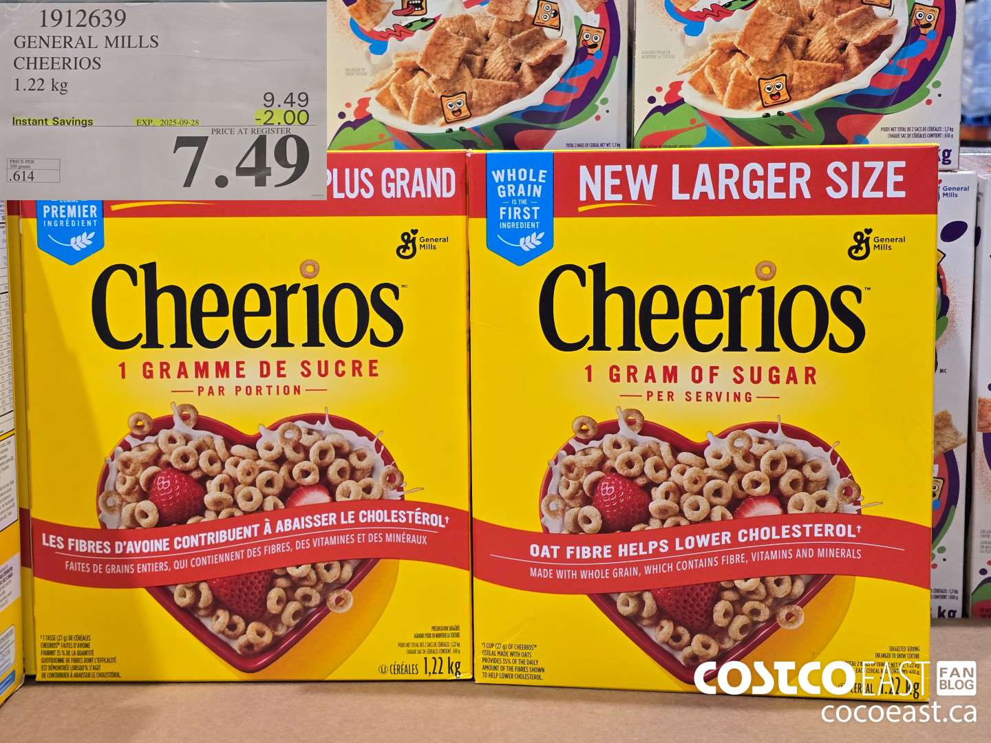 1912639 GENERAL MILLS CHEERIOS 1.22 KG ($2.00 INSTANT SAVINGS EXPIRES ON 2025-09-28) $7.49