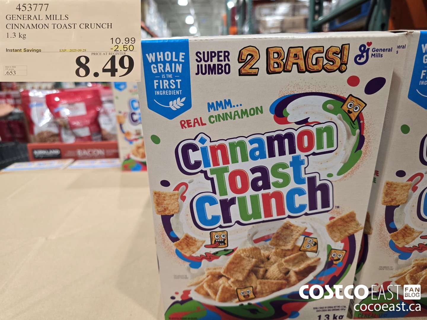 453777 GENERAL MILLS CINNAMON TOAST CRUNCH 1.3 kg ($2.50 INSTANT SAVINGS EXPIRES ON 2025-09-28) $8.49