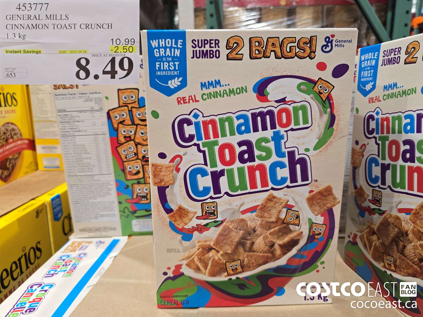 453777 GENERAL MILLS CINNAMON TOAST CRUNCH 1.3 kg ($2.50 INSTANT SAVINGS EXPIRES ON 2025-09-28) $8.49