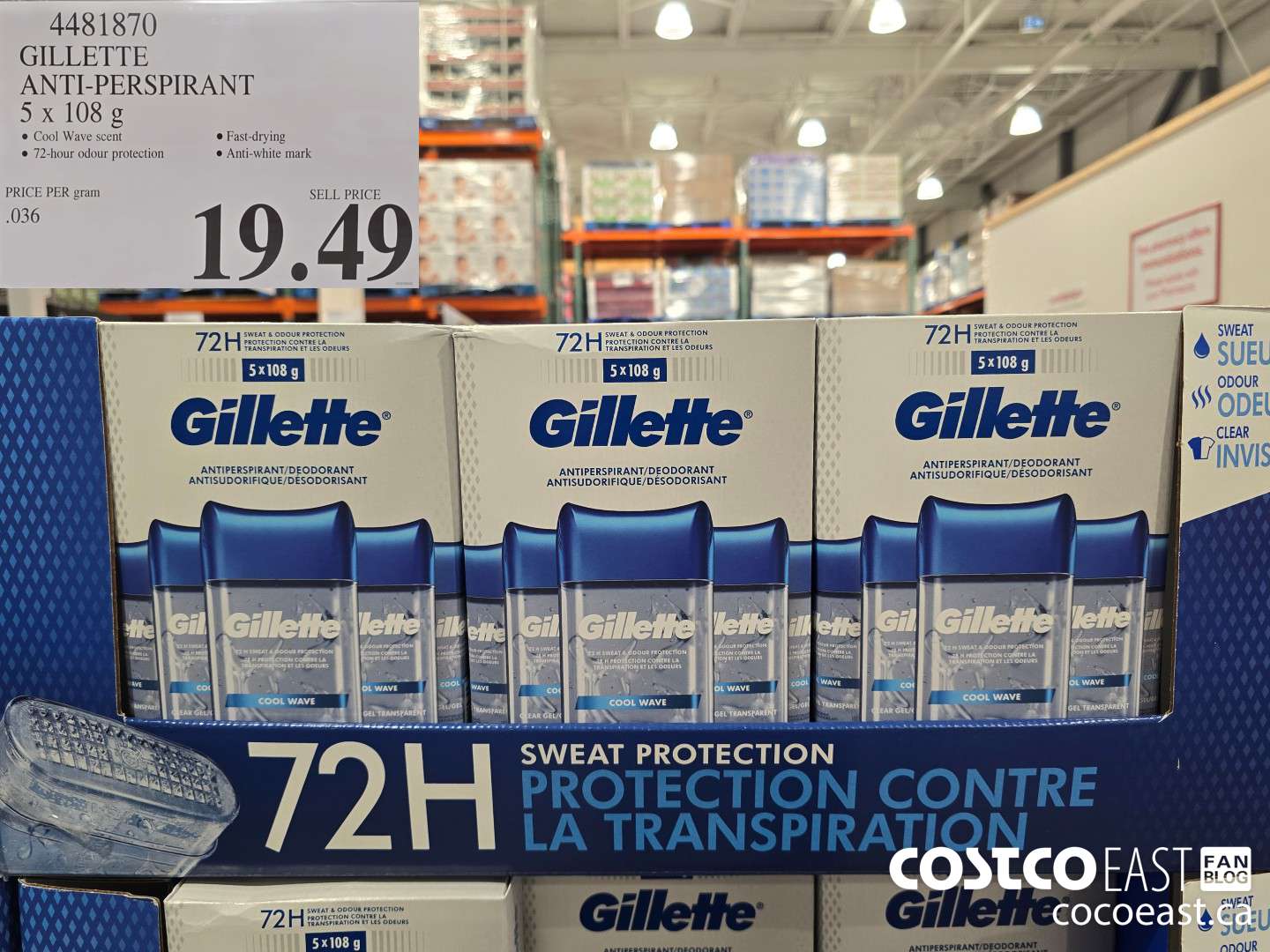 4481870 GILLETTE ANTI-PERSPIRANT 5 X 108 G $19.49