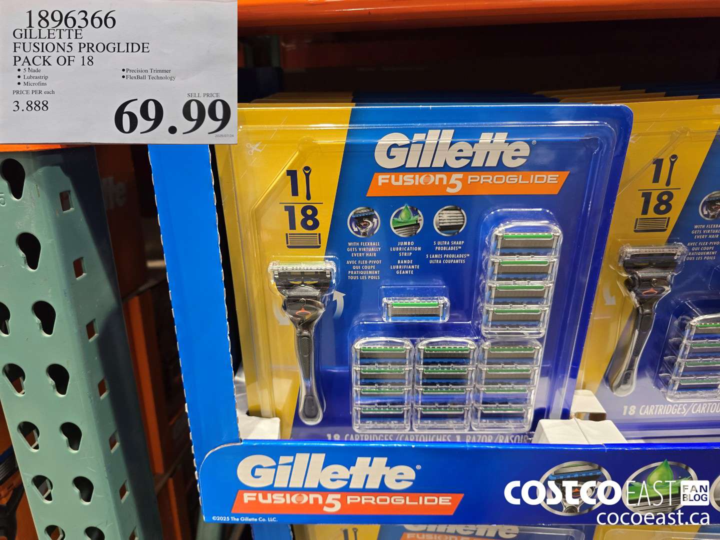1896366 GILLETTE FUSION5 PROGLIDE PACK OF 18 $69.99