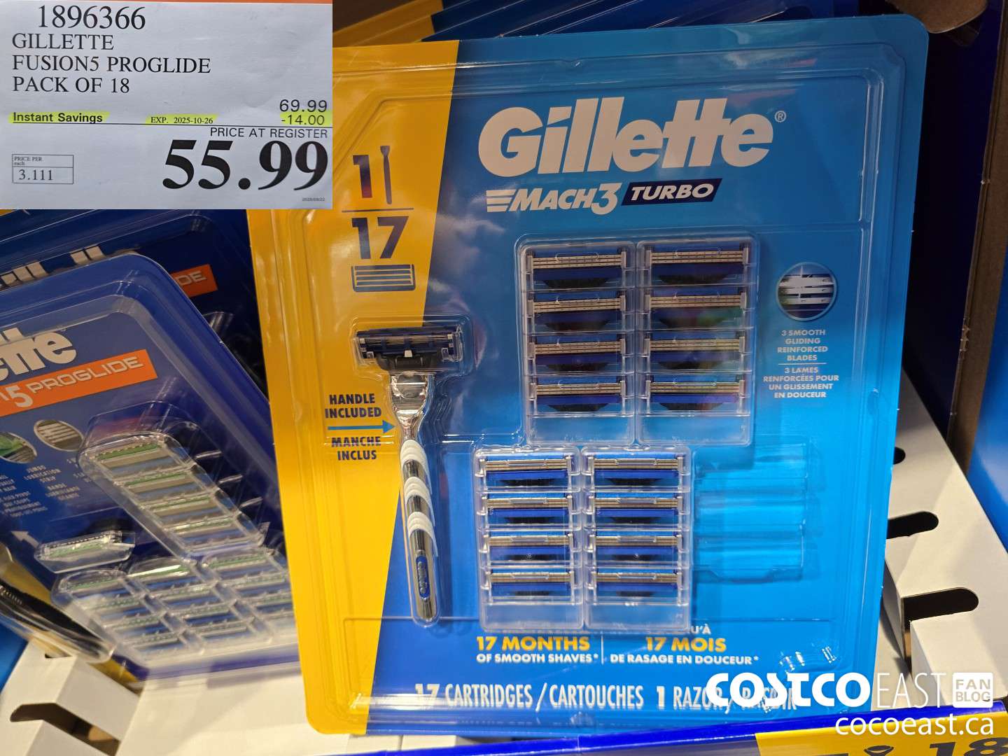 1896366 GILLETTE FUSION5 PROGLIDE PACK OF 18 ($14.00 INSTANT SAVINGS EXPIRES ON 2025-10-26) $55.99
