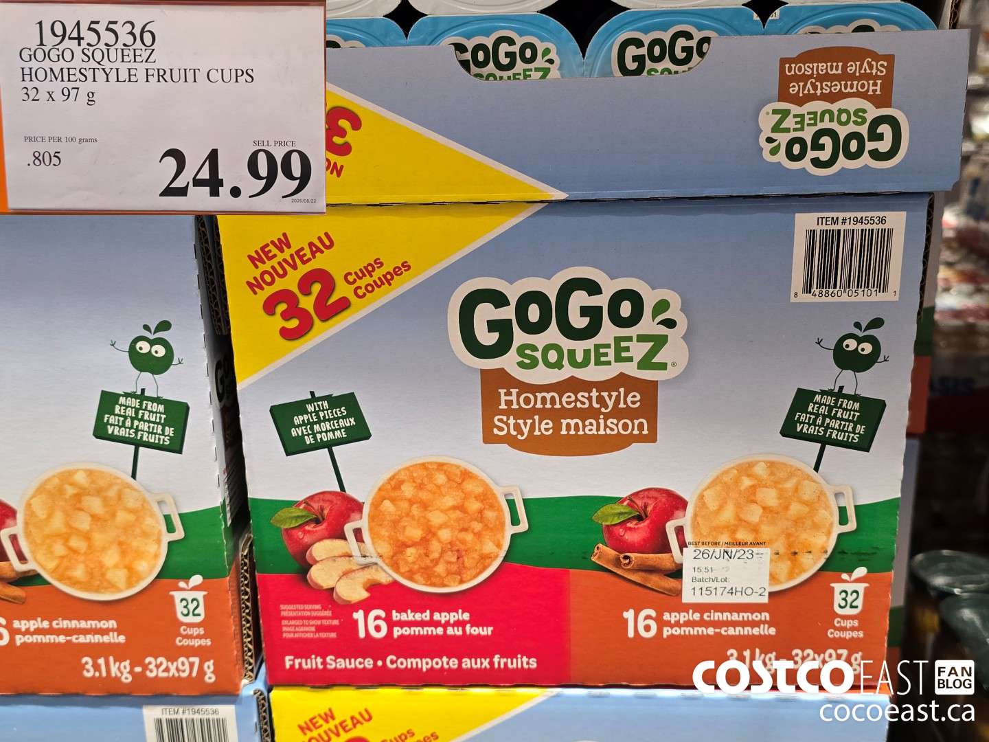 1945536 GOGO SQUEEZ HOMESTYLE FRUIT CUPS 32 X 97 G $24.99