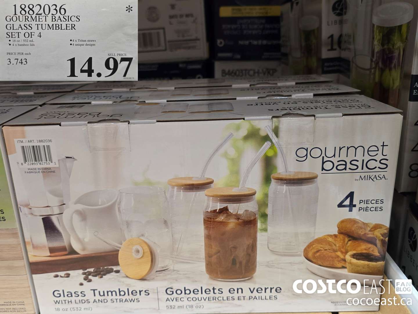 1882036 GOURMET BASICS GLASS TUMBLER SET OF 4 $14.97