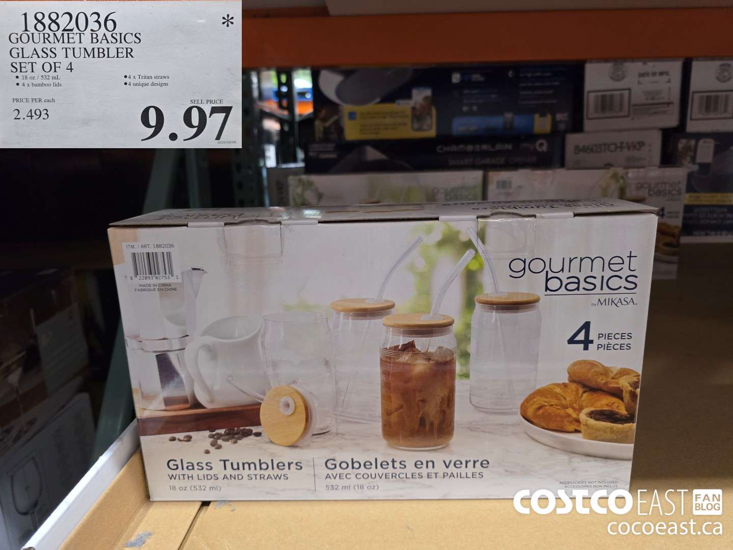1882036 GOURMET BASICS GLASS TUMBLER SET OF 4 $9.97
