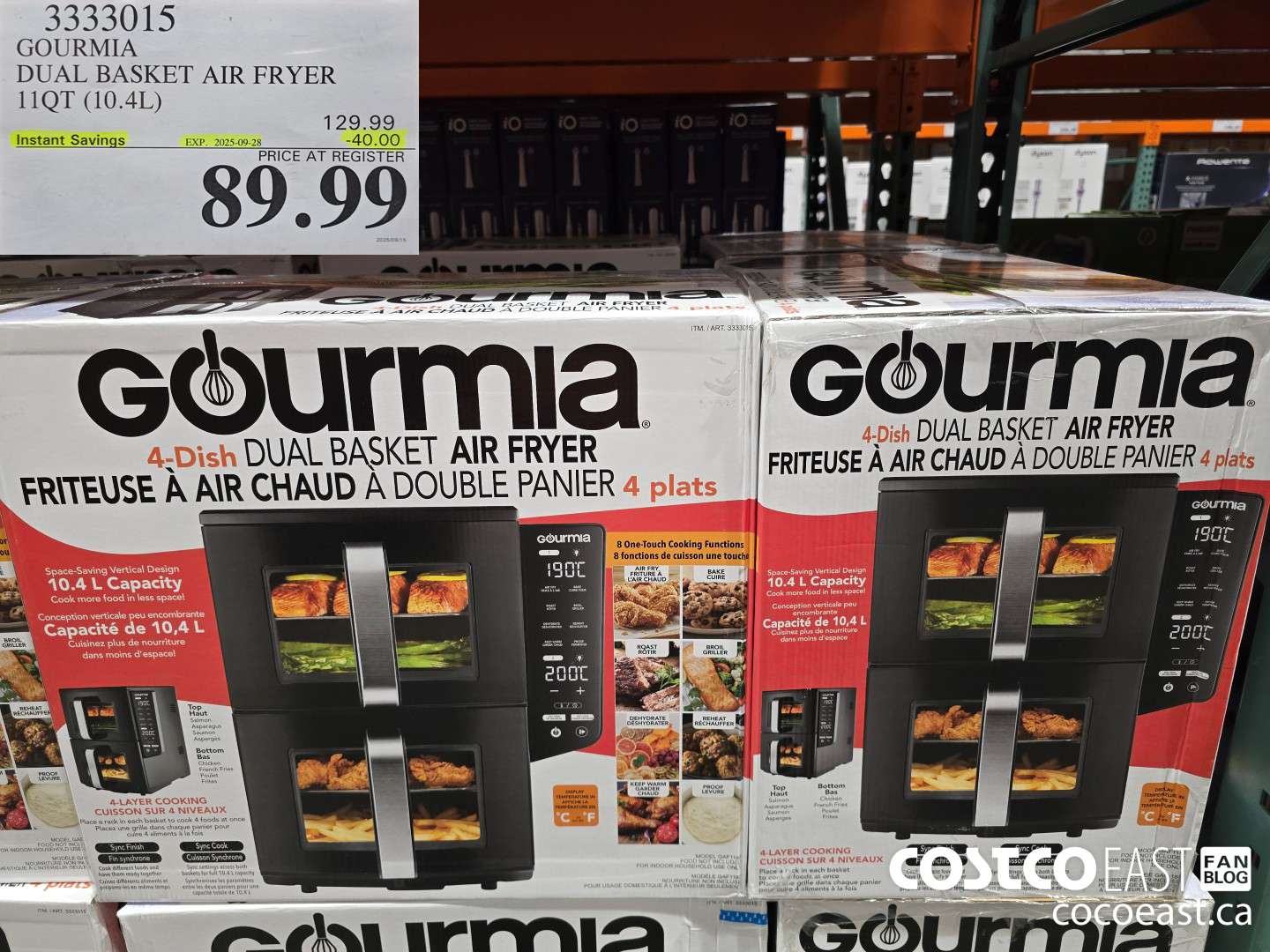 3333015 GOURMIA DOUBLE DECKER AIR FRYER 11QT (10.4L) ($40.00 INSTANT SAVINGS EXPIRES ON 2025-09-28) $89.99