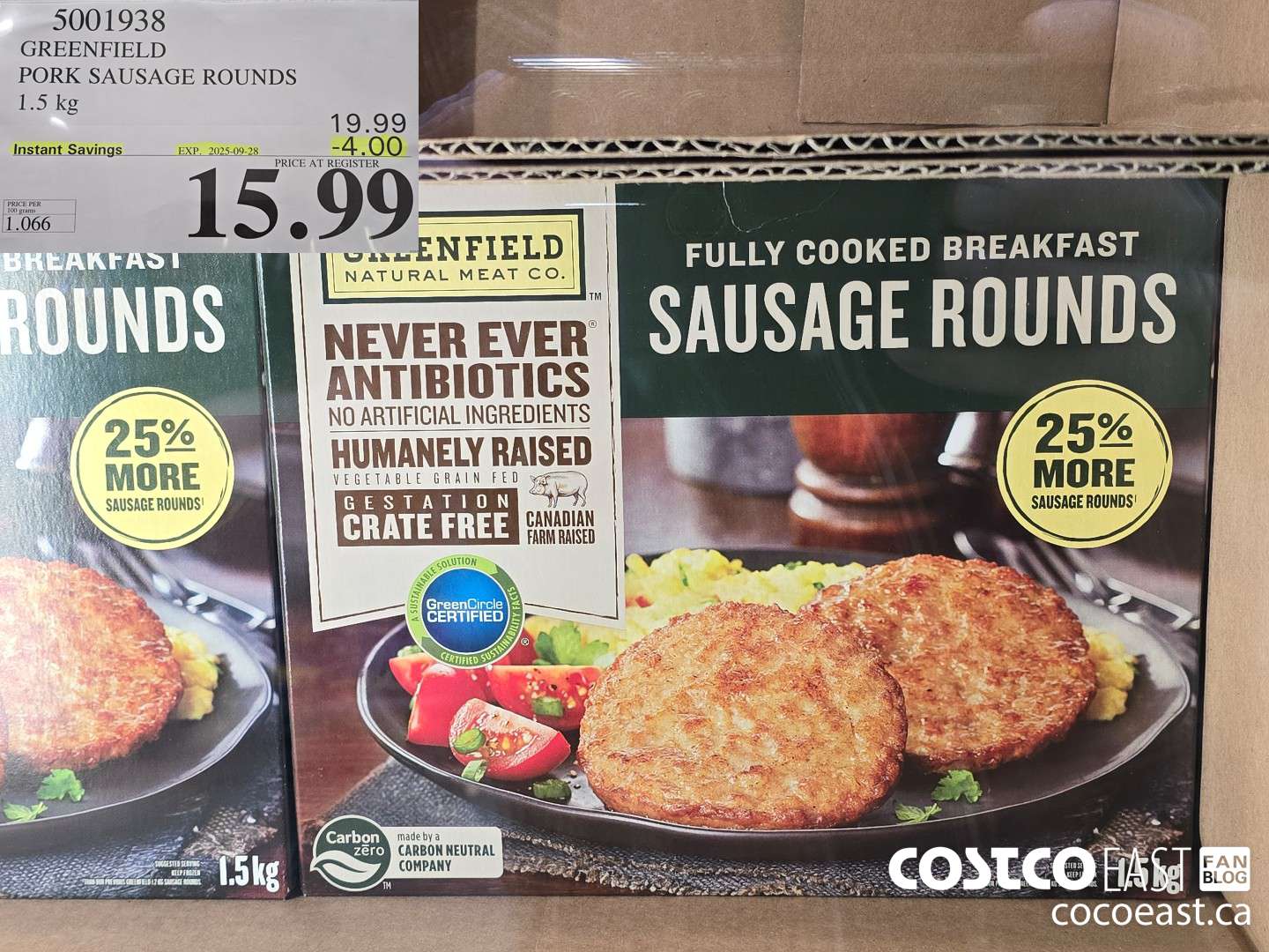 5001938 GREENFIELD PORK SAUSAGE ROUNDS 1.5 KG ($4.00 INSTANT SAVINGS EXPIRES ON 2025-09-28) $15.99