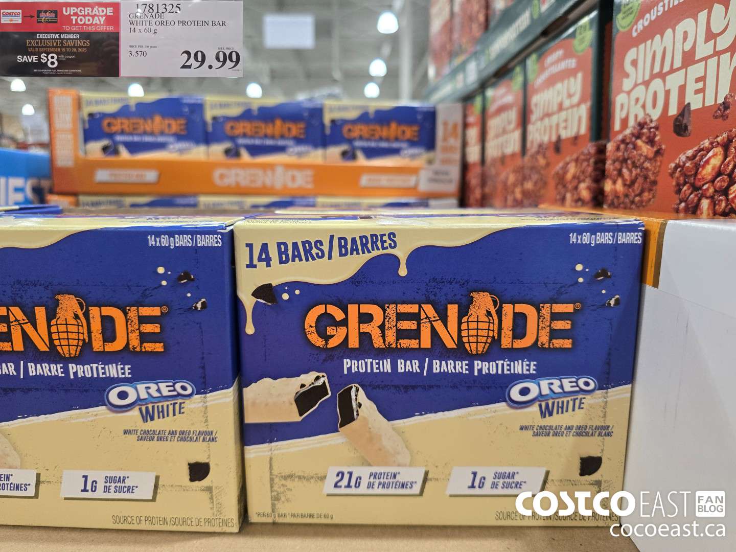 1781325 GkeNADE WHITE OREO PROTEIN BAR 14 x 60g $29.99