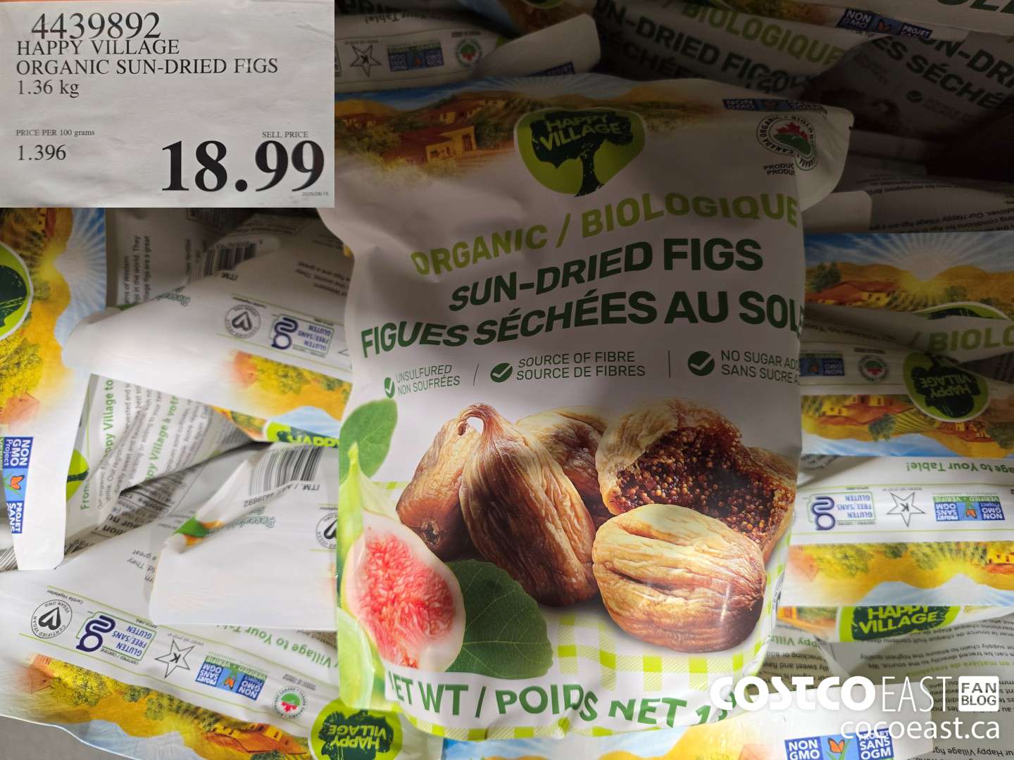 4439892 HAPPY VILLAGE ORGANIC SUN-DRIED FIGS 1.36 kg $18.99