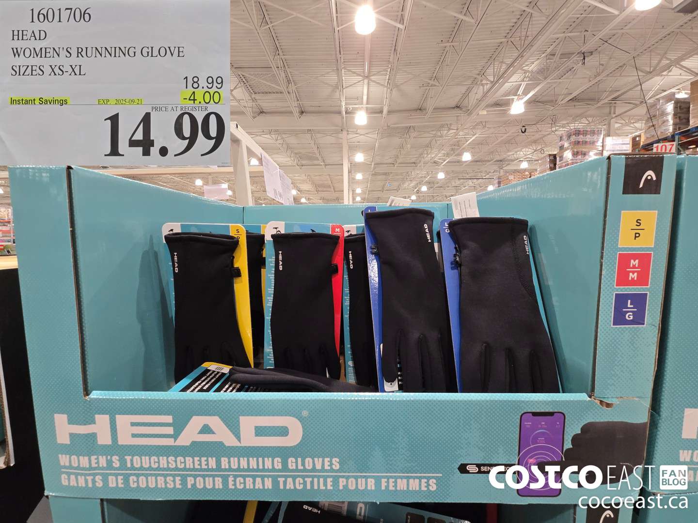 1601706 HEAD WOMEN'S RUNNING GLOVE SIZES XS-XL ($4.00 INSTANT SAVINGS EXPIRES ON 2025-09-21) $14.99