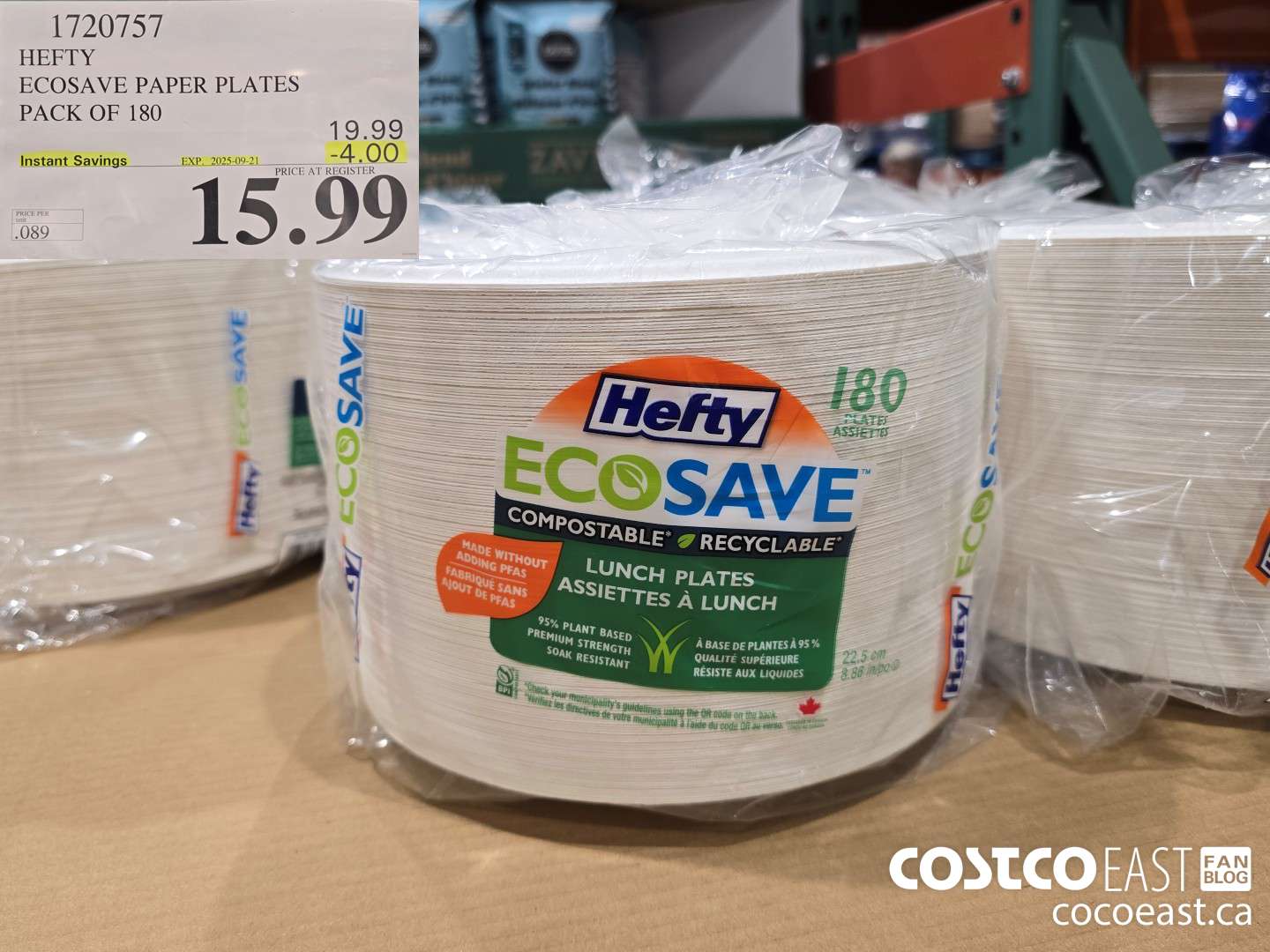 1720757 HEFTY ECOSAVE PAPER PLATES PACK OF 180 ($4.00 INSTANT SAVINGS EXPIRES ON 2025-09-21) $15.99