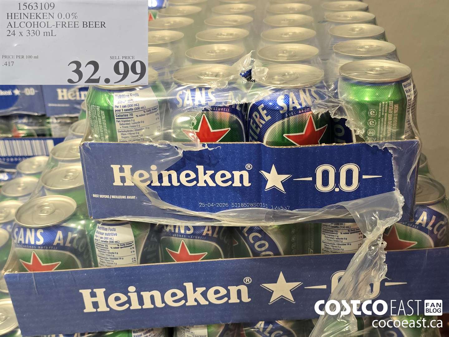 1563109 HEINEKEN 0.0% ALCOHOL FREE BEER 24 x 330 mL $32.99