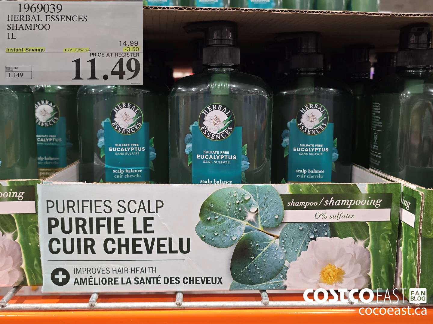 1969039 HERBAL ESSENCES SHAMPOO 1 L ($3.50 INSTANT SAVINGS EXPIRES ON 2025-10-26) $11.49