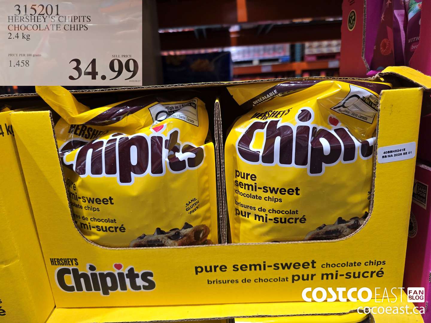 315201 HERSHEY CHIPITS CHOCOLATE CHIPS 2.4 KG $34.99