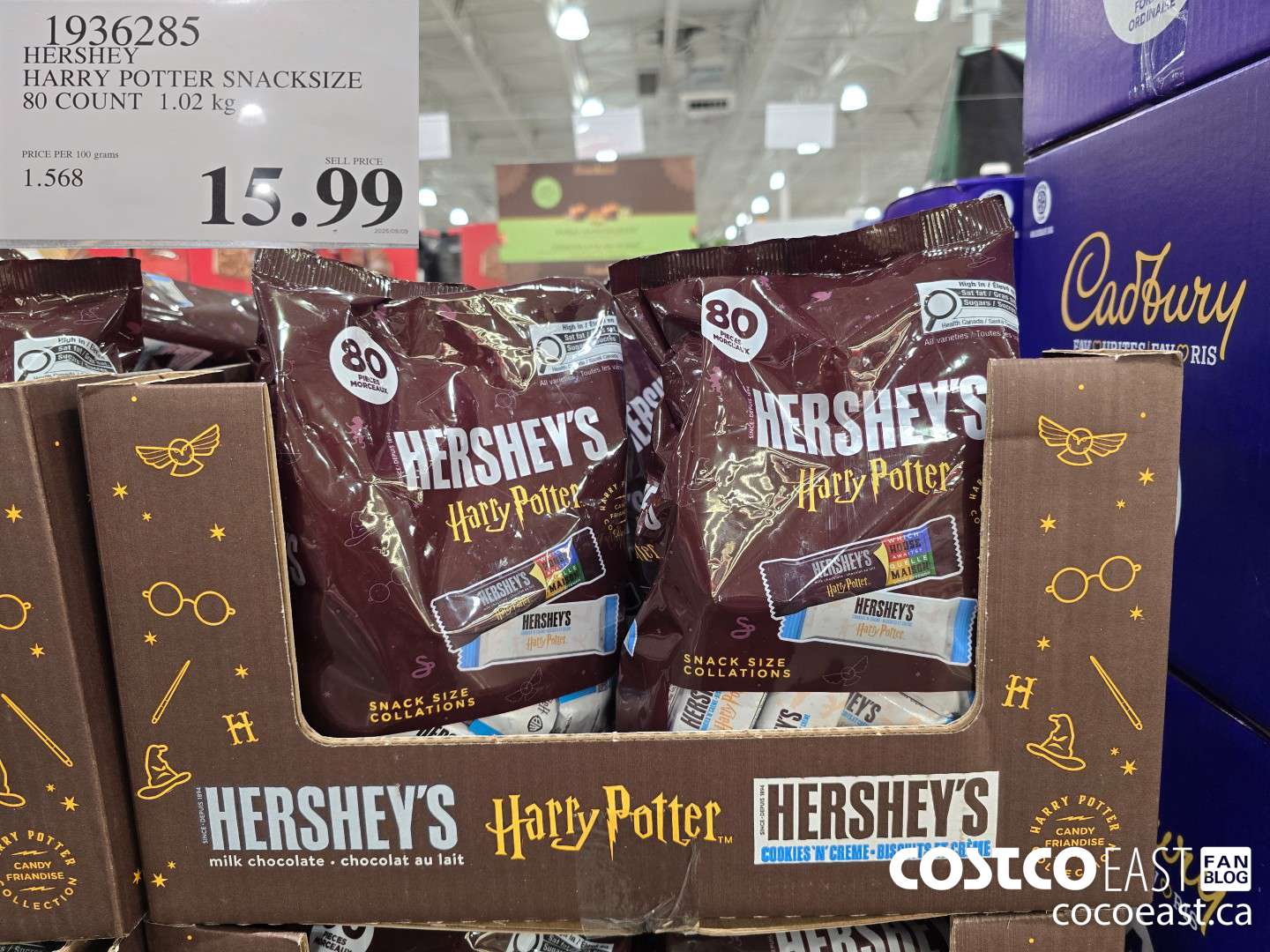 1936285 HERSHEY HARRY POTTER SNACKSIZE 80 COUNT 1.02 KG $15.99