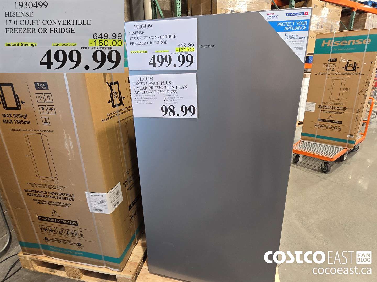1930499 HISENSE 17.0 CU.FT CONVERTIBLE FREEZER OR FRIDGE ($150.00 INSTANT SAVINGS EXPIRES ON 2025-09-28) $499.99
