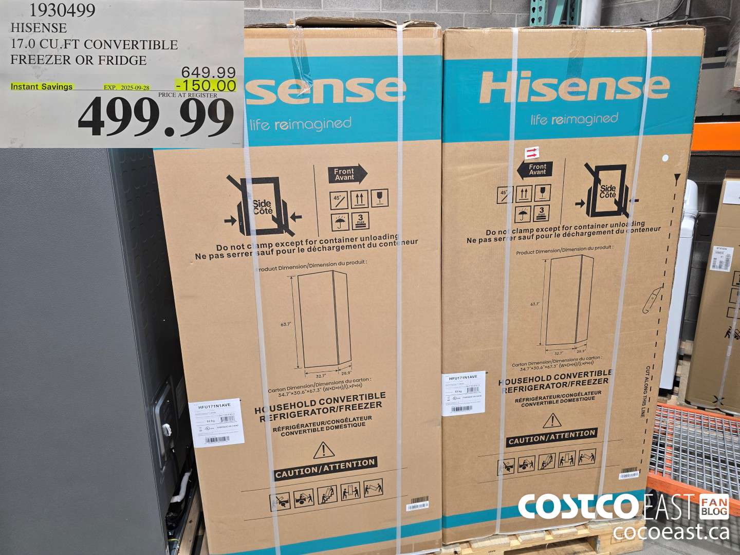 1930499 HISENSE 17.0 CU.FT CONVERTIBLE FREEZER OR FRIDGE ($150.00 INSTANT SAVINGS EXPIRES ON 2025-09-28) $499.99