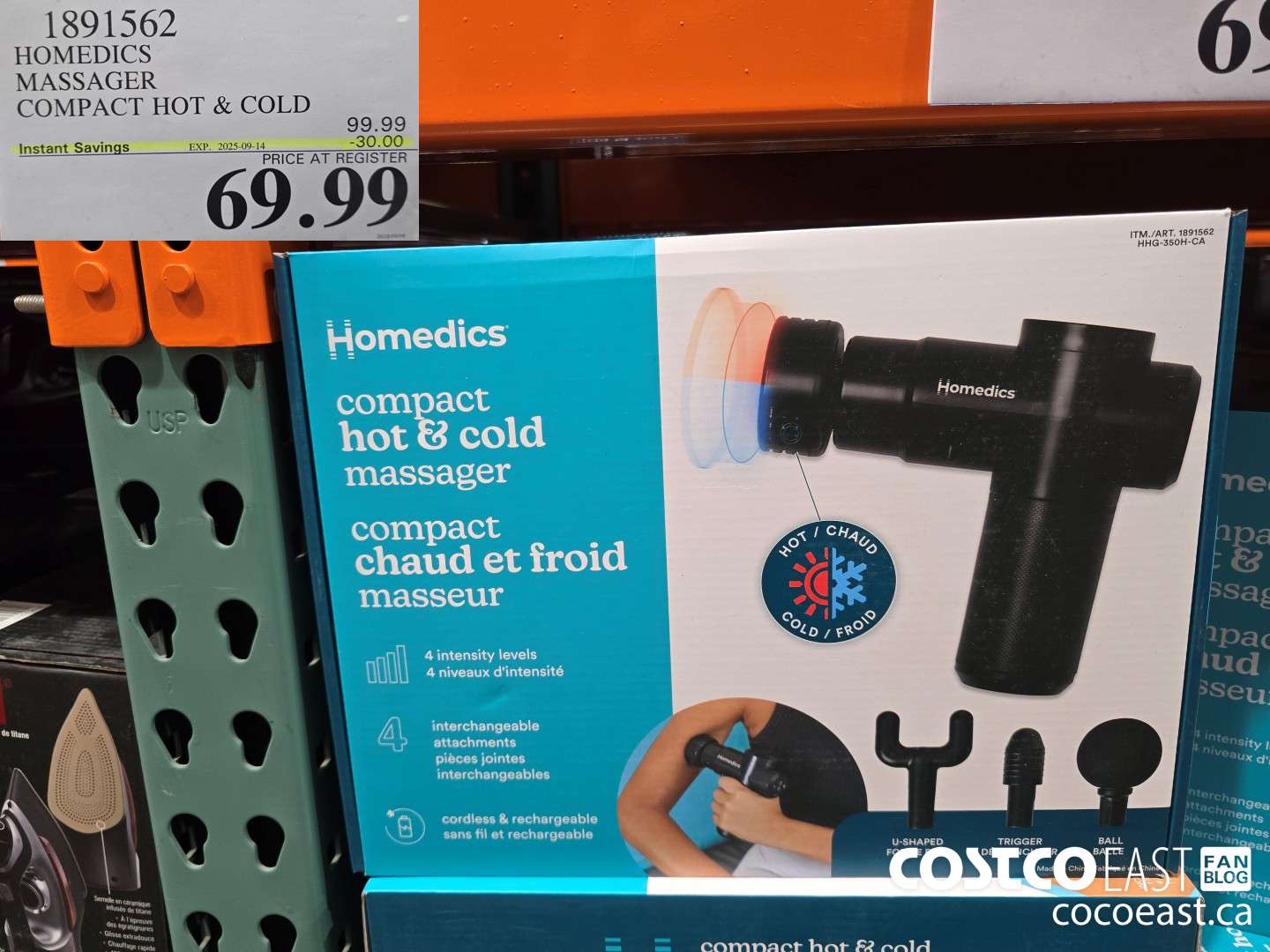 1891562 HOMEDICS MASSAGER COMPACT HOT & COLD ($30.00 INSTANT SAVINGS EXPIRES ON 2025-09-14) $69.99