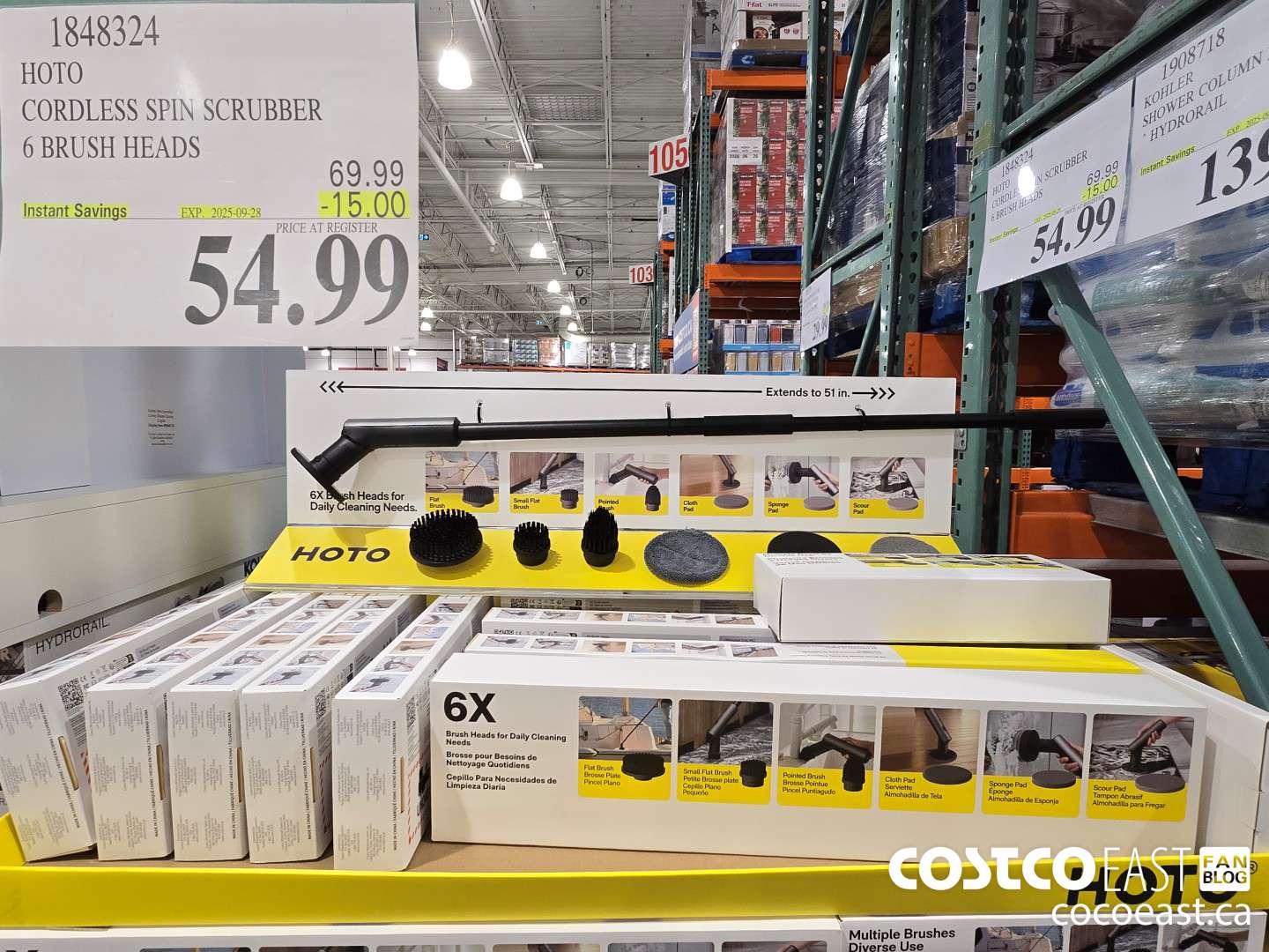 1848324 HOTO CORDLESS SPIN SCRUBBER 6 BRUSH HEADS ($15.00 INSTANT SAVINGS EXPIRES ON 2025-09-28) $54.99