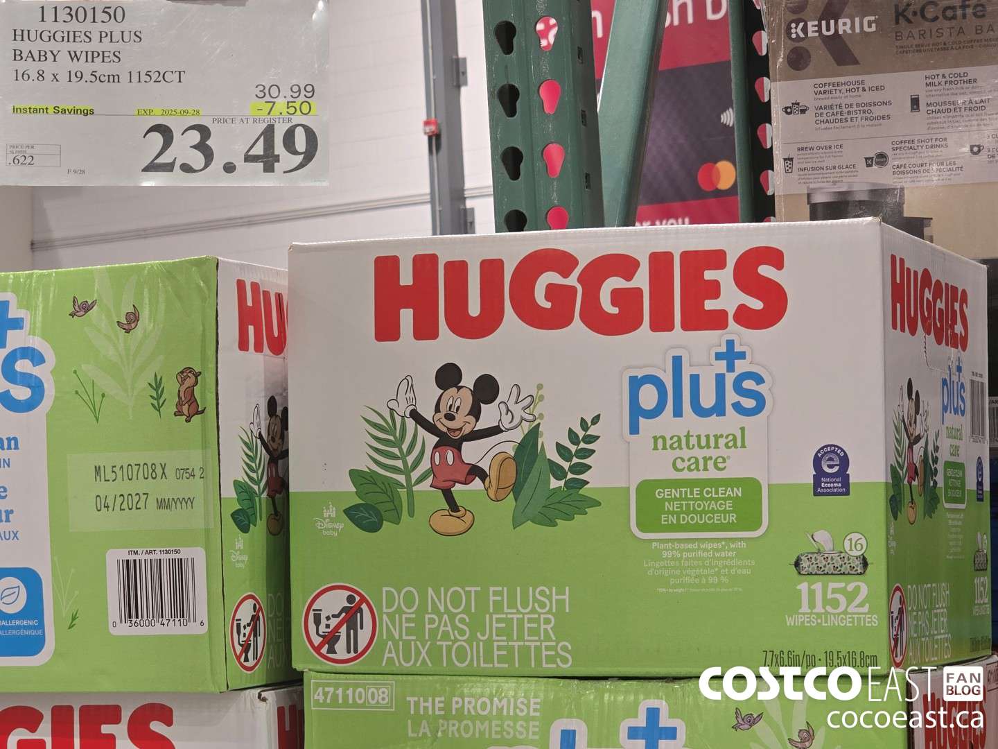 1130150 HUGGIES PLUS BABY WIPES 16.8 X 19.5 CM 1152 CT ($7.50 INSTANT SAVINGS EXPIRES ON 2025-09-28) $23.49