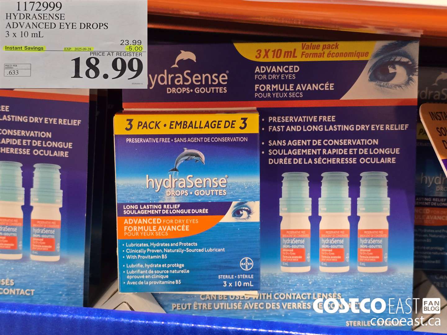 1172999 HYDRASENSE ADVANCED 3 x 10ML ($5.00 INSTANT SAVINGS EXPIRES ON 2025-09-28) $18.99