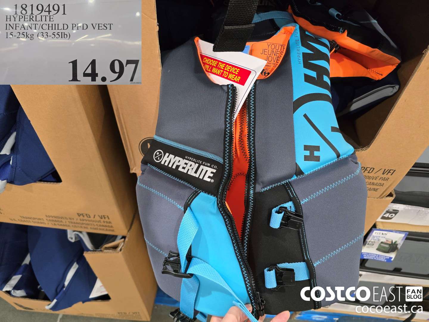 1819491 HYPERLITE INFANT/CHILD PFD VEST 15-25kg (33-55Ib) $14.97