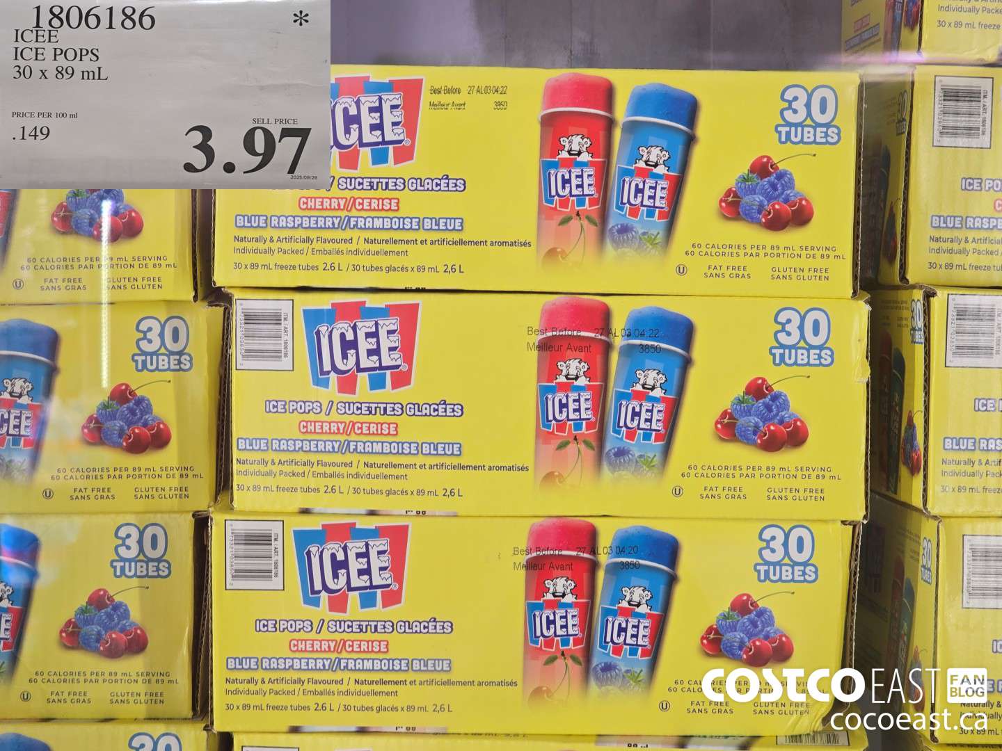 1806186 ICEE ICE POPS 30 x 89 mL $3.97