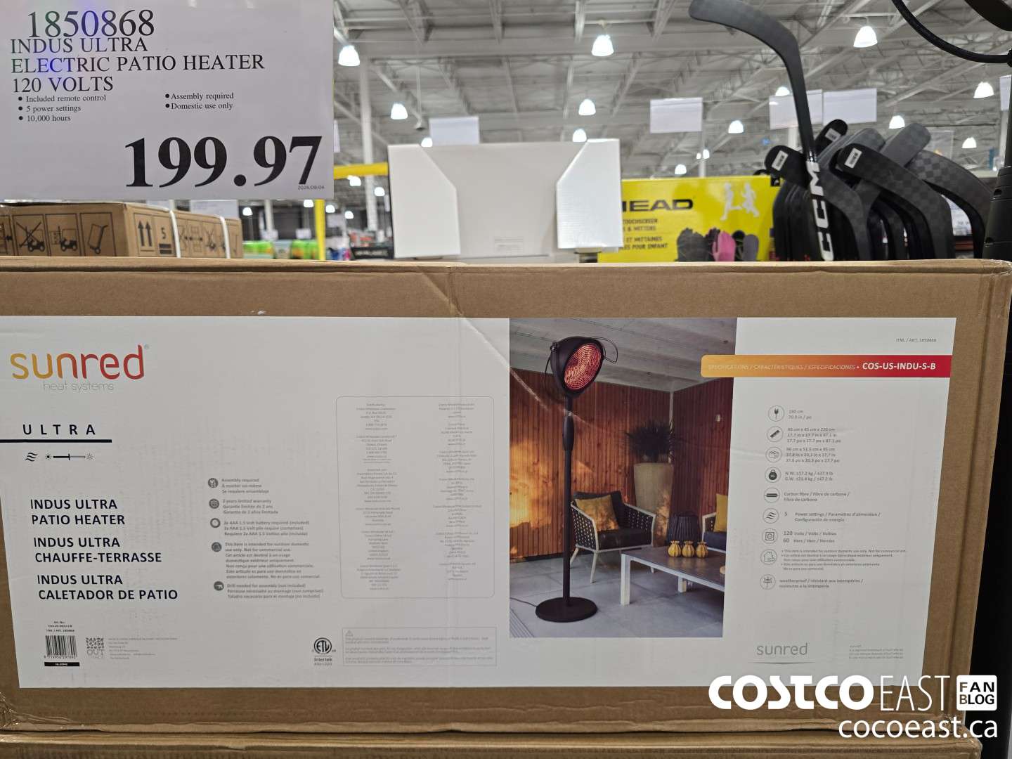 1850868 INDUS ULTRA ELECTRIC PATIO HEATER 120 VOLTS $199.97