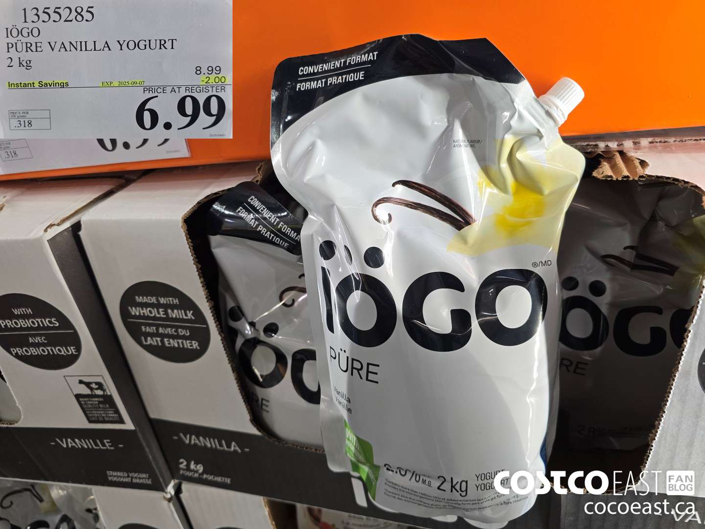 1355285 IOGO PURE VANILLA YOGURT 2 kg ($2.00 INSTANT SAVINGS EXPIRES ON 2025-09-07) $6.99