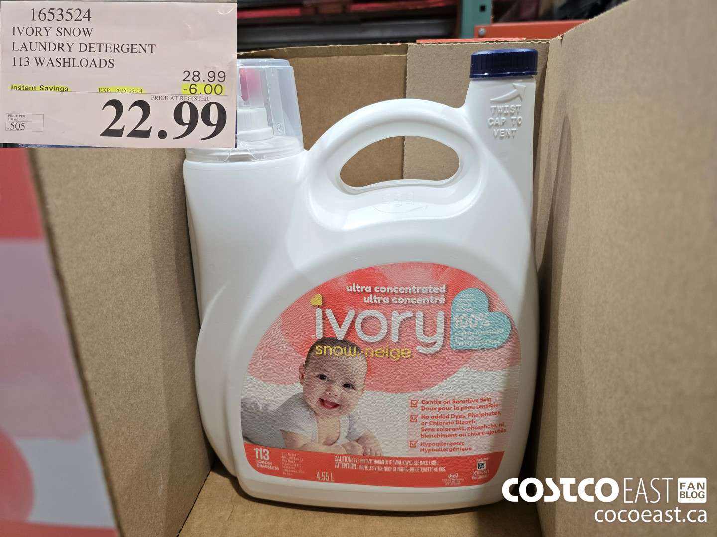 1653524 IVORY SNOW LAUNDRY DETERGENT 113 washloads ($6.00 INSTANT SAVINGS EXPIRES ON 2025-09-14) $22.99
