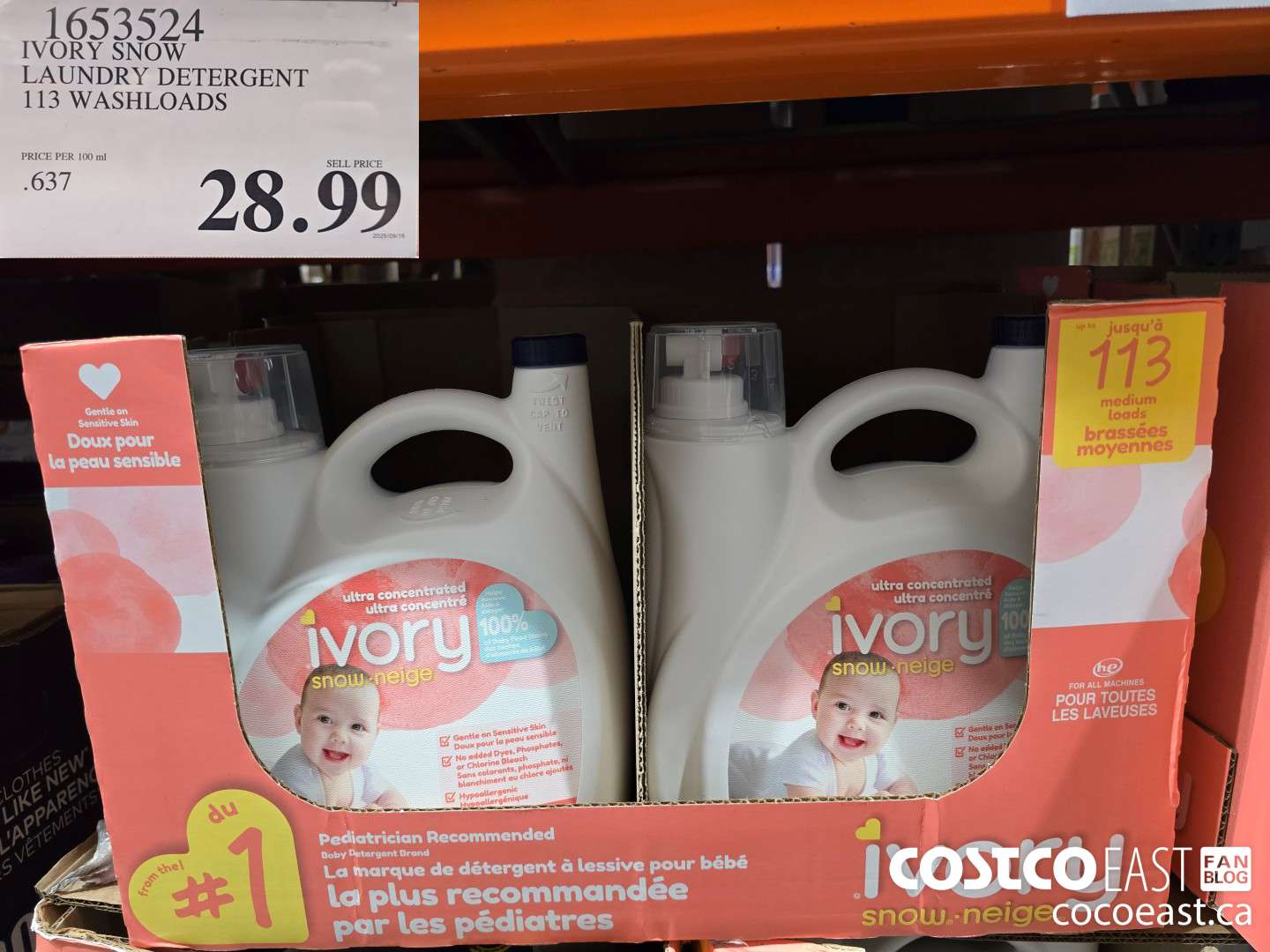 1653524 IVORY SNOW LAUNDRY DETERGENT 113 washloads $28.99