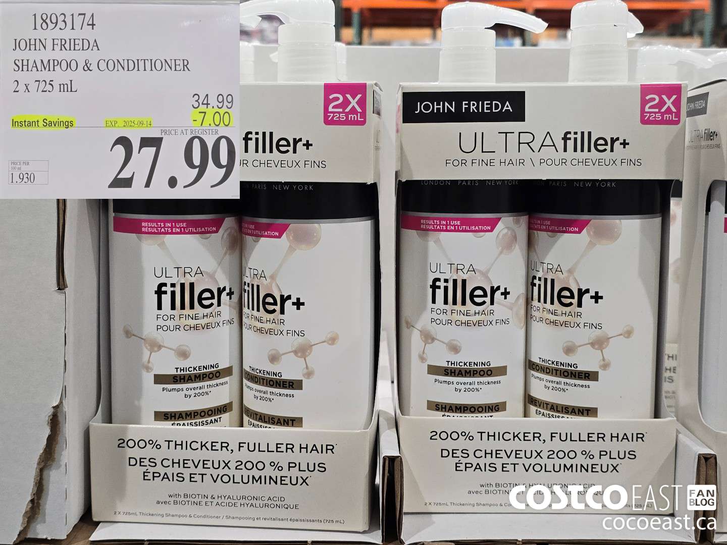 1893174 JOHN FRIEDA SHAMPOO & CONDITIONER 2 x 125 mL ($7.00 INSTANT SAVINGS EXPIRES ON 2025-09-14) $27.99