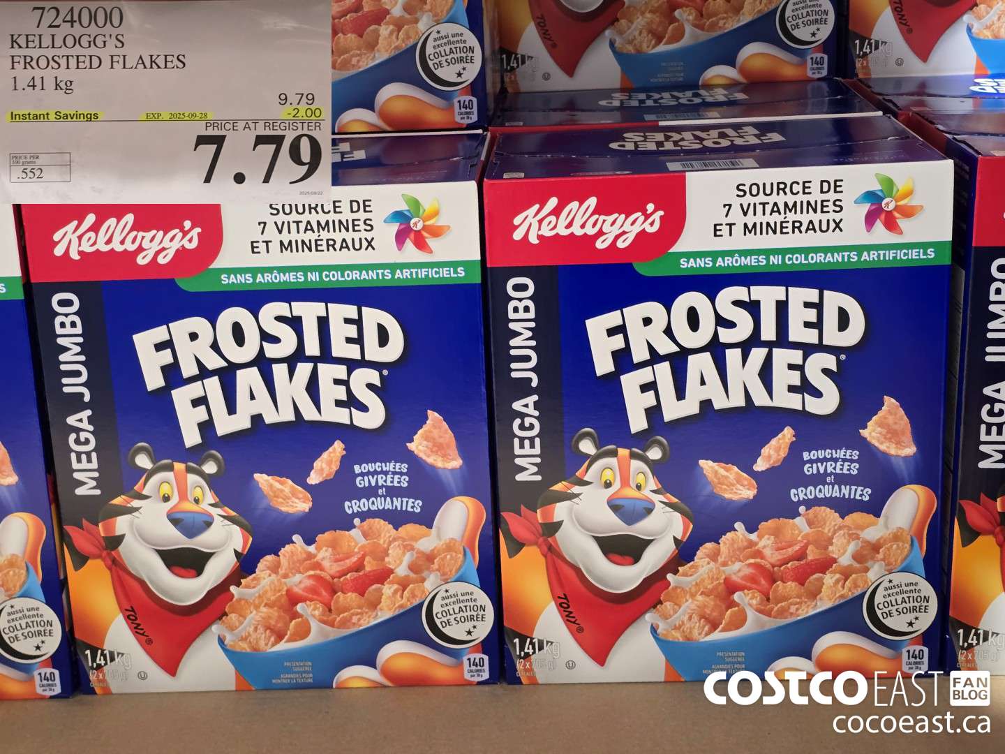 724000 KELLOGG'S FROSTED FLAKES 1.41 kg ($2.00 INSTANT SAVINGS EXPIRES ON 2025-09-28) $7.79