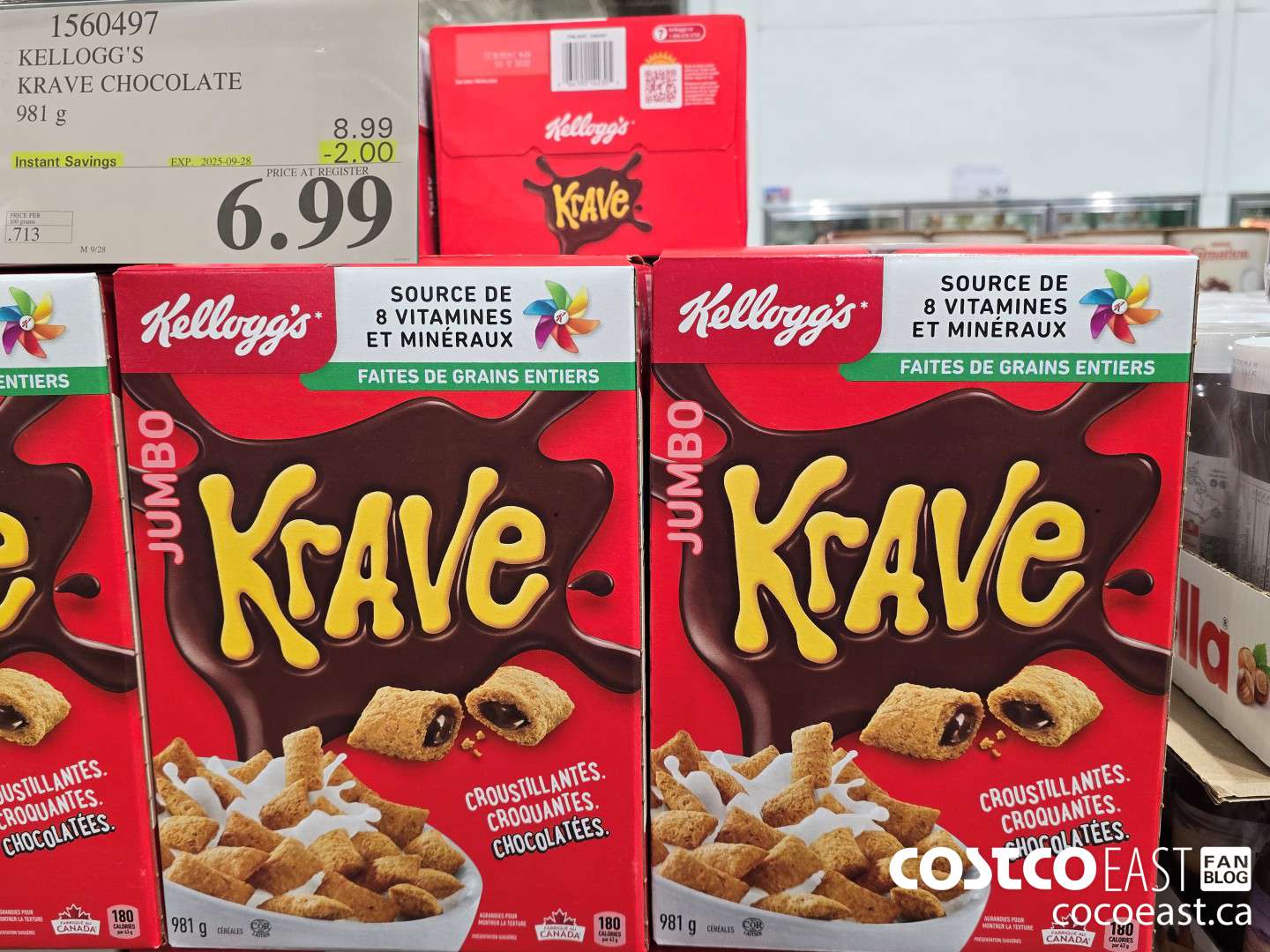 1560497 KELLOGG'S KRAVE CHOCOLATE 981 g ($2.00 INSTANT SAVINGS EXPIRES ON 2025-09-28) $6.99