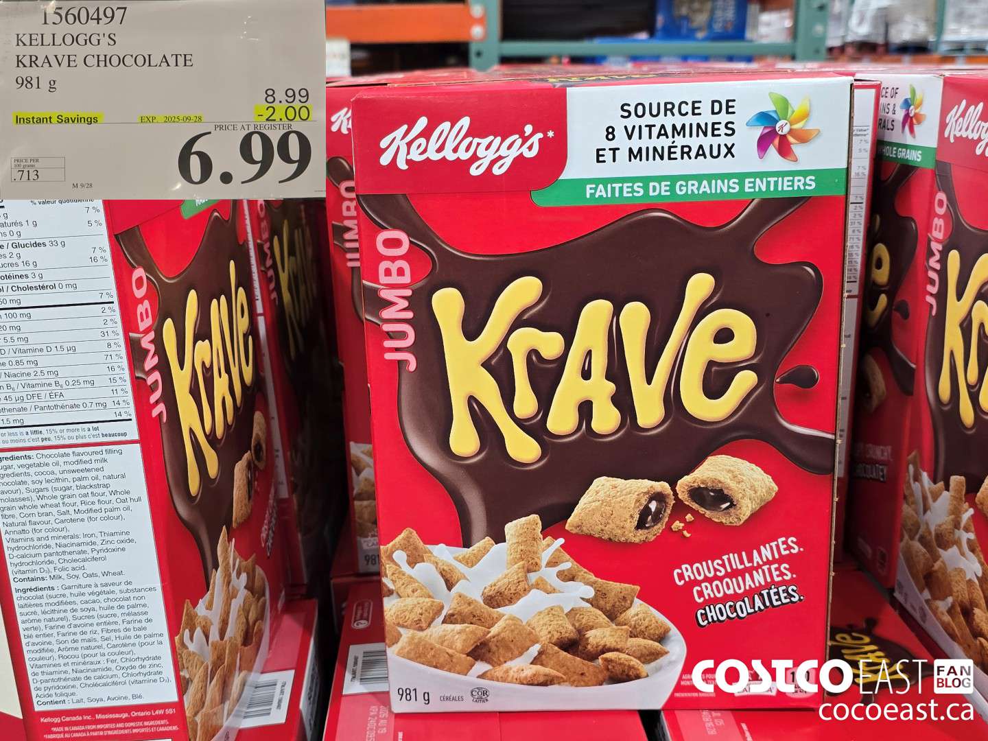 1560497 KELLOGG'S KRAVE CHOCOLATE 981 g ($2.00 INSTANT SAVINGS EXPIRES ON 2025-09-28) $6.99