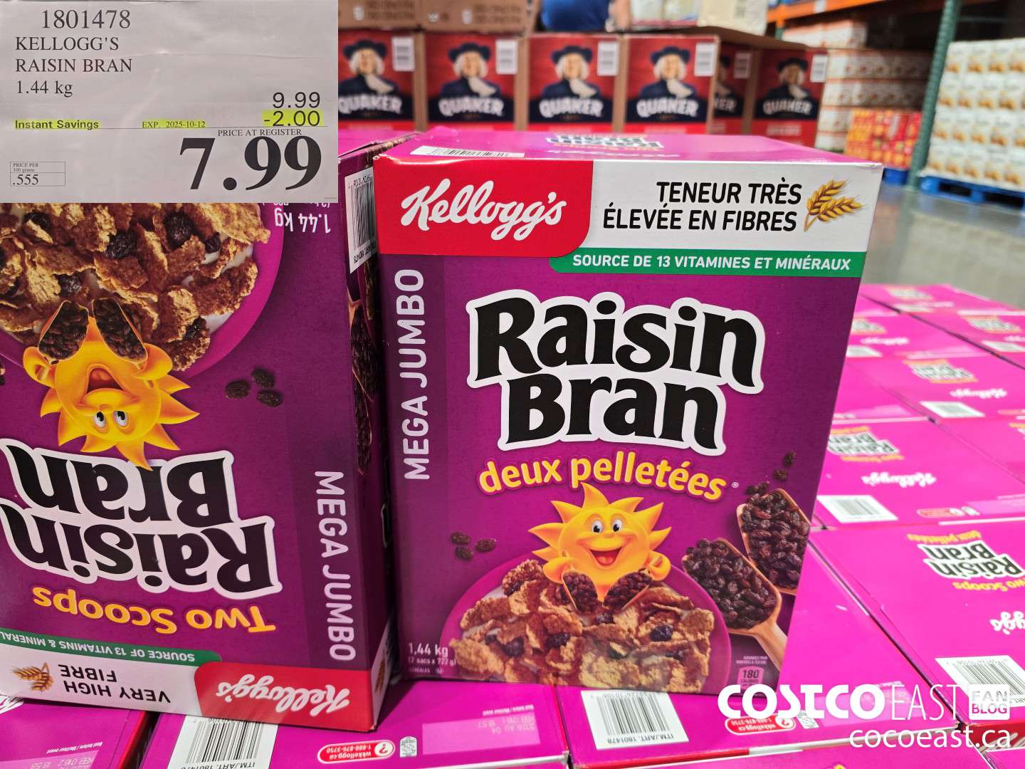 1801478 KELLOGG'S RAISIN BRAN 1.45 kg ($2.00 INSTANT SAVINGS EXPIRES ON 2025-10-12) $7.99