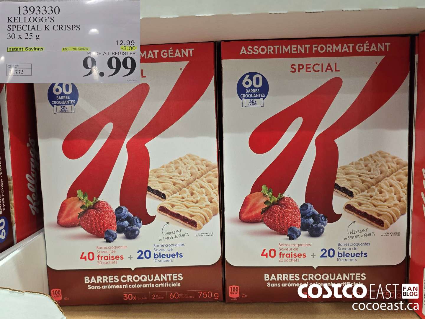 1393330 KELLOGG'S SPECIAL K CRISPS 30 X 25 G ($3.00 INSTANT SAVINGS EXPIRES ON 2025-09-07) $9.99