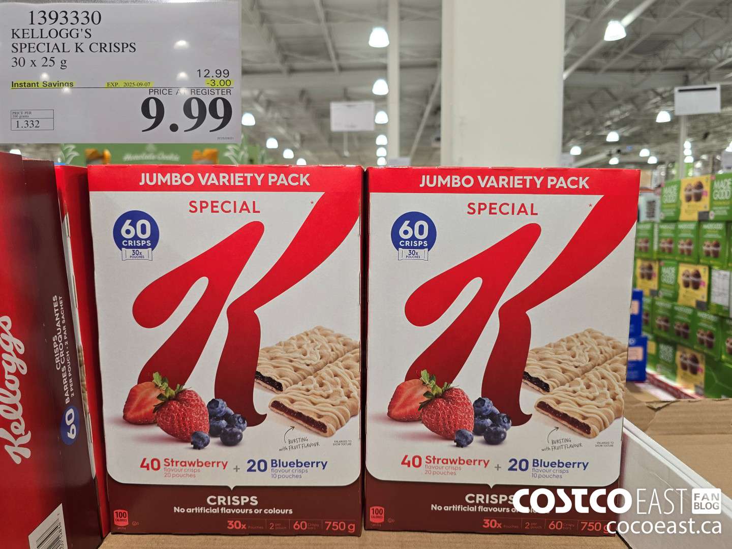 1393330 KELLOGG'S SPECIAL K CRISPS 30 X 25 G ($3.00 INSTANT SAVINGS EXPIRES ON 2025-09-07) $9.99