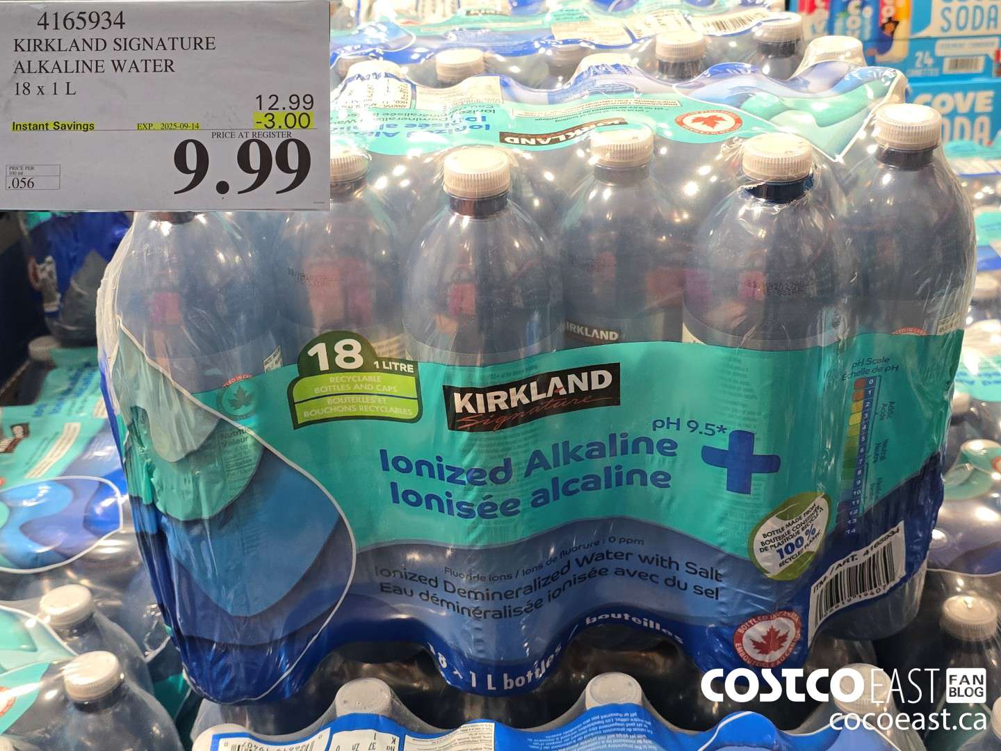4165934 KIRKLAND SIGNATURE ALKALINE WATER 18 X 1 L ($3.00 INSTANT SAVINGS EXPIRES ON 2025-09-14) $9.99