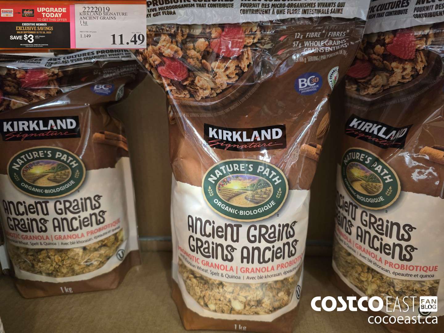 2222019 KIRKLAND SIGNATURE ANCIENT GRAINS 1 kg ($3.00 INSTANT SAVINGS EXPIRES ON 2025-09-28) $8.49