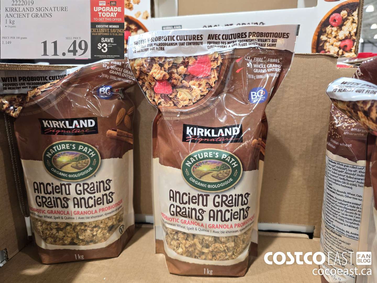 2222019 KIRKLAND SIGNATURE ANCIENT GRAINS 1 kg ($3.00 INSTANT SAVINGS EXPIRES ON 2025-09-28) $8.49