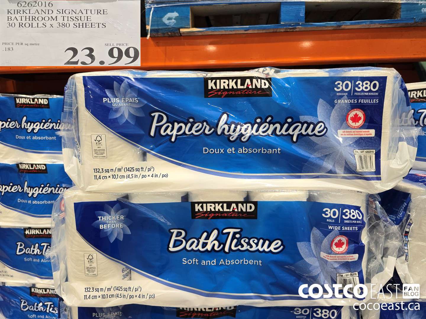 6262016 KIRKLAND SIGNATURE BATHROOM TISSUE 30 ROLLS X 380 SHEETS $23.99