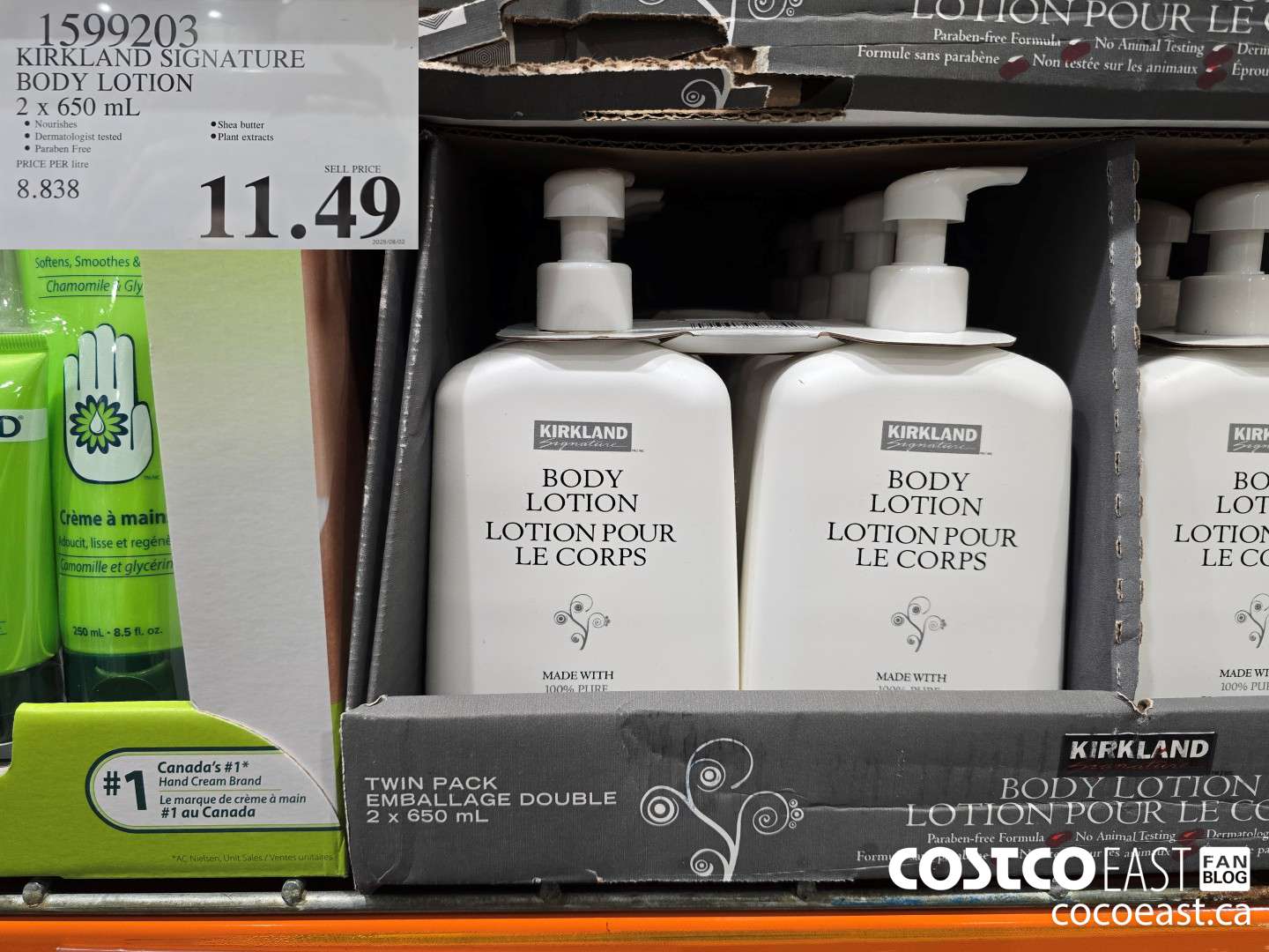 1599203 KIRKLAND SIGNATURE BODY LOTION 2 x 650 mL $11.49