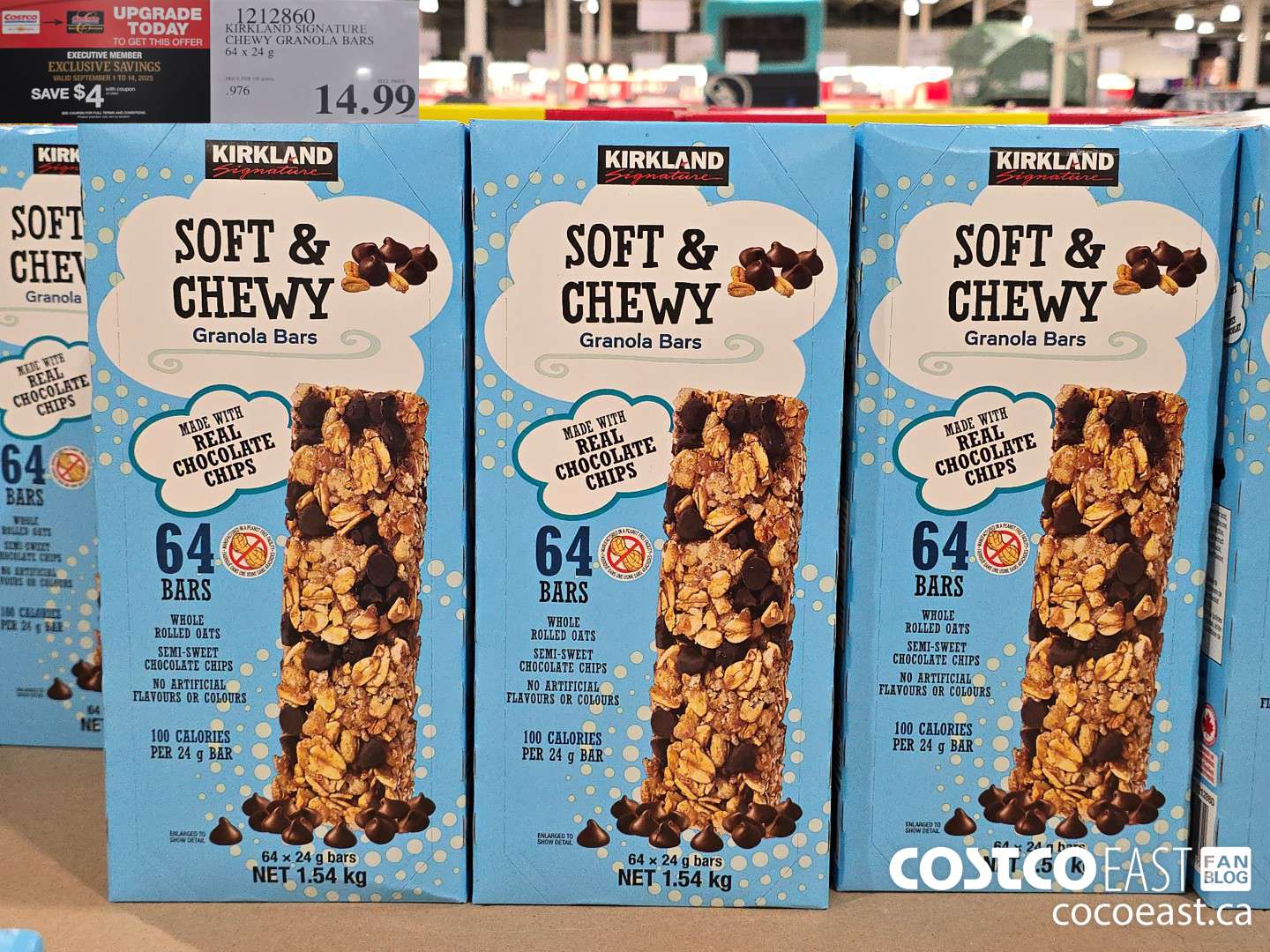 1212860 KIRKLAND SIGNATURE CHEWY GRANOLA BARS 64 X 24 G ($4.00 INSTANT SAVINGS EXPIRES ON 2025-09-14) $10.99