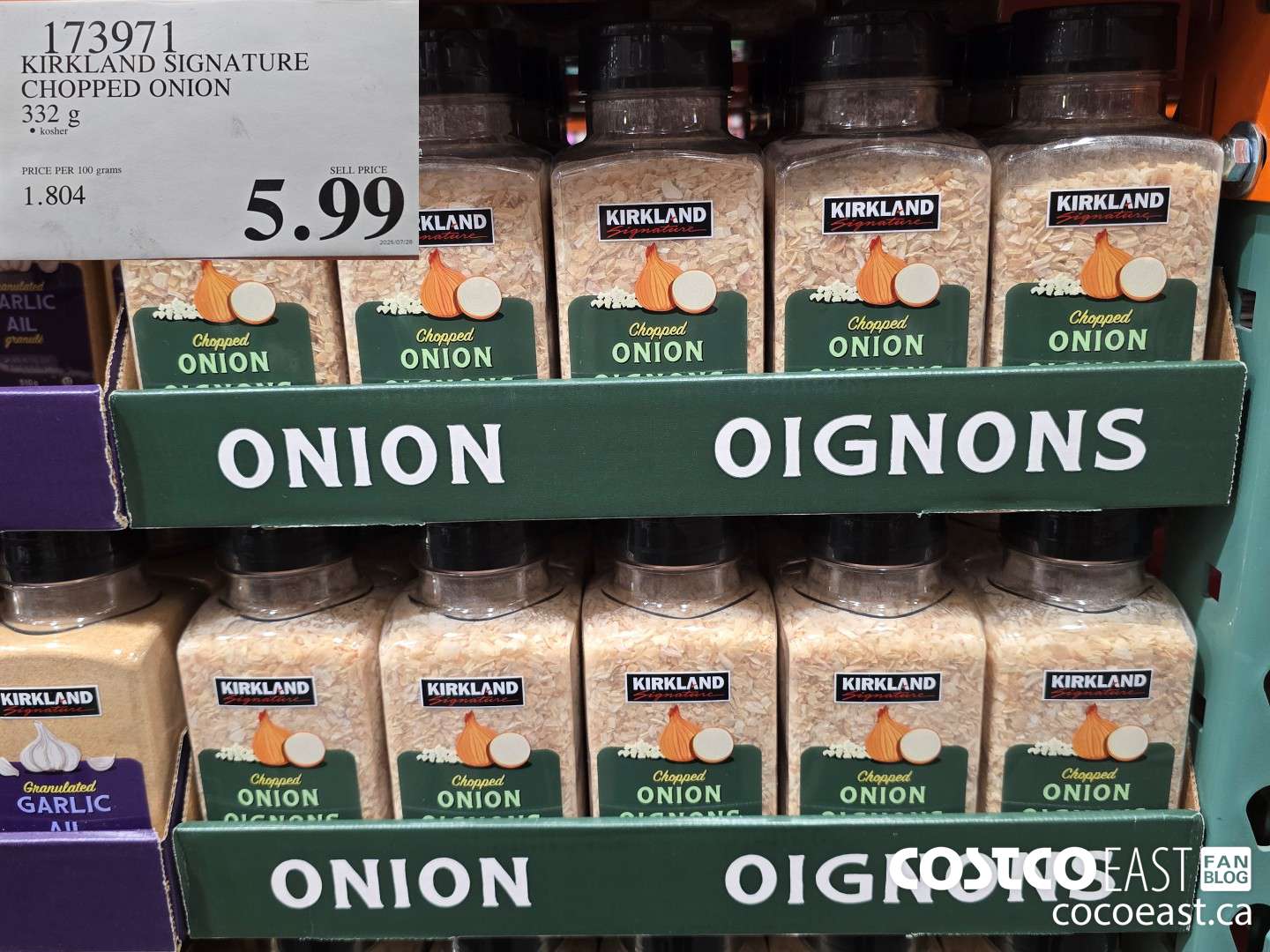 173971 KIRKLAND SIGNATURE CHOPPED ONION 332 G $5.99